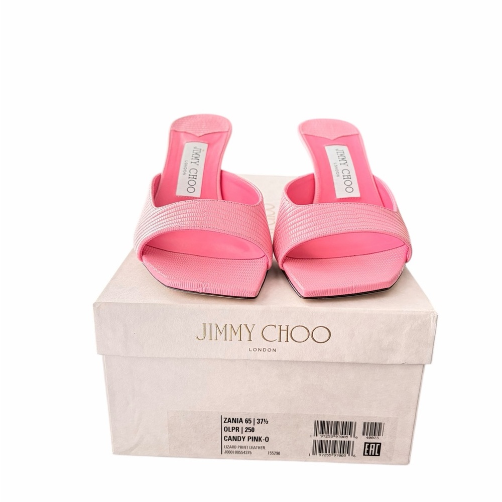 Jimmy Choo Zania 65 Candy Pink Leather print Mules 🛍️💜